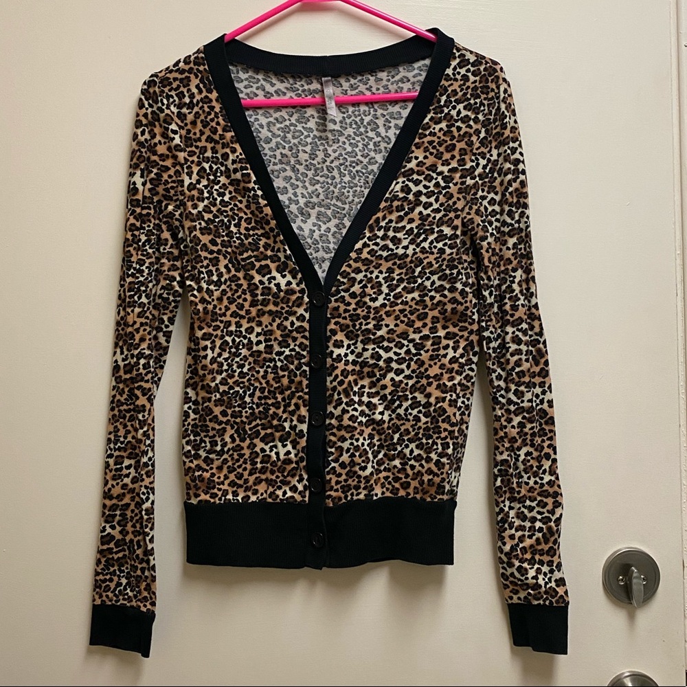 Leopard Cardigan Fitted Lightweight